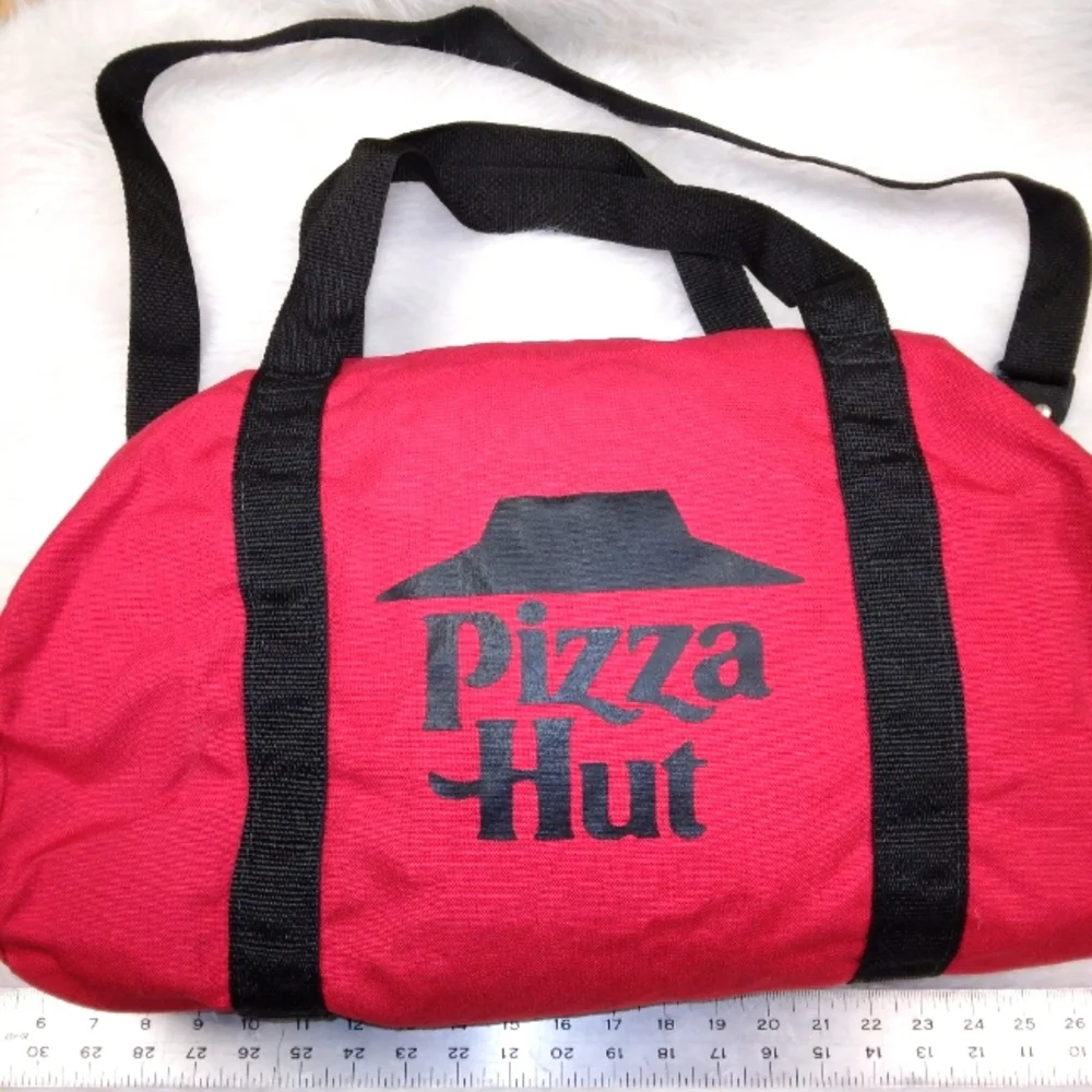 VINTAGE Pizza Hut round duffle bag Big 33 Football Classic with adjustab…